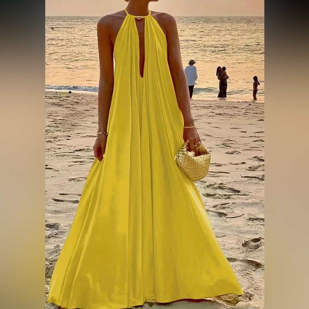 Boho party formal spring summer halter maxi dress